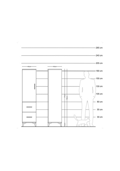 Hyperion Dolap 3 Raflı 2 Çekmeceli Tek Kapaklı 44x44x182 Antr... Antrasit Hyperion Dolap 3 Raflı 2 Çekmeceli Tek Kapaklı 44x44x182 Antr... Antrasit
