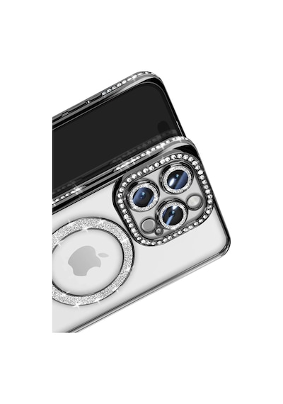 Apple iPhone Uyumlu 16 Pro Max Kılıf Joke Simli Magneticsafe Kılıf Siyah