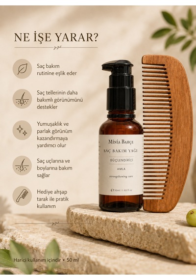 Minia Bahçe Amla Yağı 50 ML + Ahşap Tarak