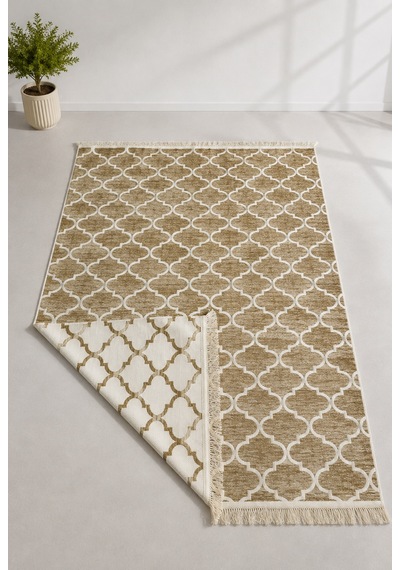 Kilim Paspas Çok Amaçlı Halı Makinede Yıkanabilir Toz Yapmaz Bej