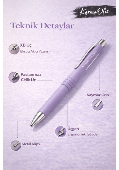 Faber-castell Poly Mat Yazım Seti Mor Lavanta Dolma Kalem & Xb Tükenmez Kalem + Metal Kutu Diğer