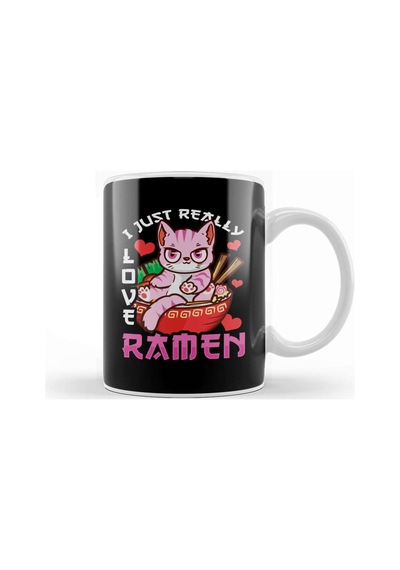I Just Really Love Ramen Cat Kawaii Anime Kupa Bardak Porselen Karışık