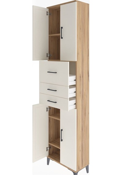 Arges Dolap 5 Raflı Tek Çekmeceli 4 Kapaklı 60x30x243 Çam-aytaşı Atlas Çam