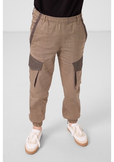 Tommy Life Camel Standart Fit Dokuma Hafif Esnek Chino Erkek Çocuk Pantolon - 11271 Camel