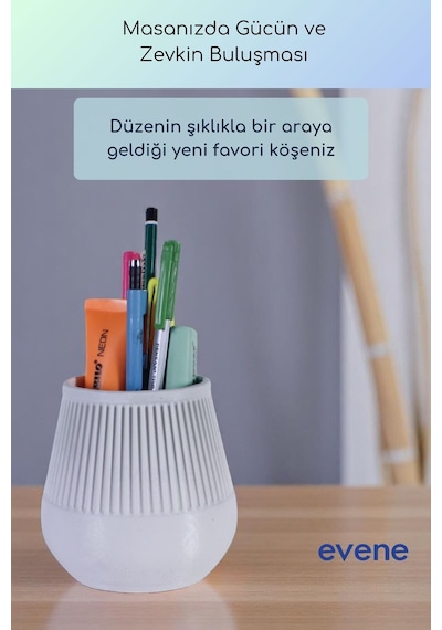 Kalemlik Masa Kalemliği Organizer Kalemlik Beyaz Renk Model 88 Çok Renkli