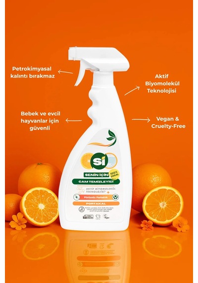 Si Senin İçin %100 Doğal Cam Temizleyici Portakal Yağlı 750 Ml.
