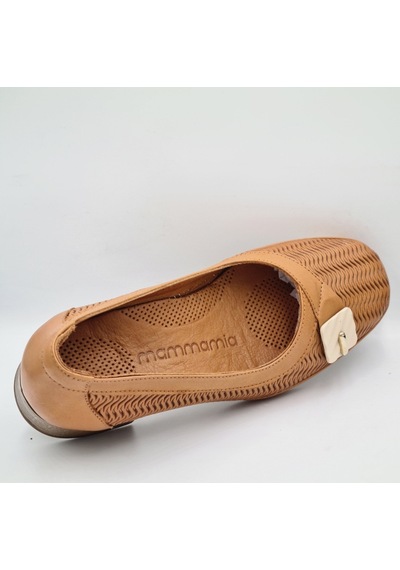 Mammamia D26ya-7665 Taba Renk Hakiki Deri Topuklu 3cm Kadın Casual Klasik Ayakkabı Taba