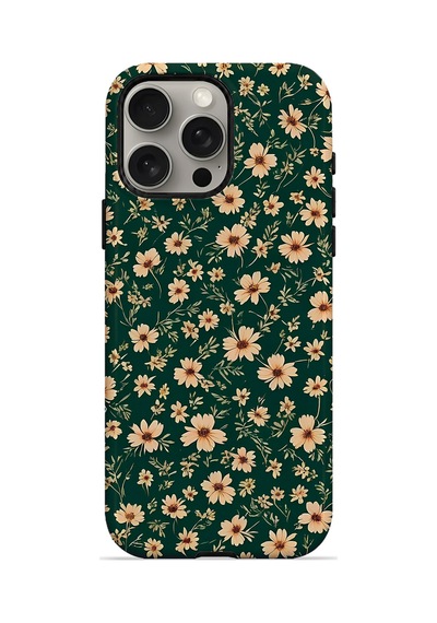 Velvoria Valestra Yeşil Papatya Apple iPhone Uyumlu 15 Pro Darbe Korumalı Kılıf Valestra Select - Yeşil Papatya