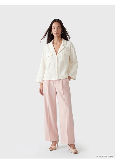 Lcw Vision Beyaz Oversize Kadın Müslin Gömlek