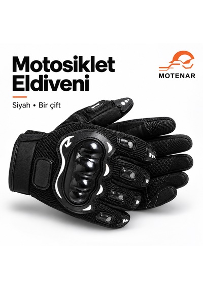 Motenar Motosiklet Eldiveni Siyah Bilek Ayarlı Bir Çift
