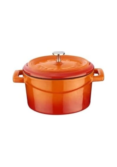 Metal Döküm Mini Tencere, 10 Cm, 0.35 L Hacim, Turuncu