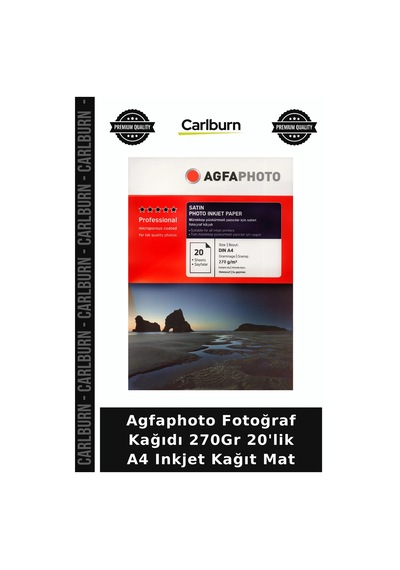 Premium Agfaphoto Fotoğraf Kağıdı 270gr 20'lik A4 Inkjet Kağıt Mat Etkinlik Dekor Belge