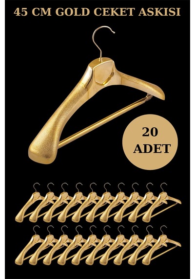 20Adet Plastik Gold Renk Yüksek Kalite Ceket Askısı Elbise Askısı Altın