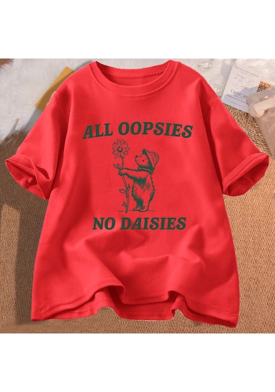 Flood Of Style Tüm Oopophiçbir Sies Yalar Komik Rakun Meme T Shirt Pamuk Erkek T Shirt Rahat Kısa Kollu Unis Kırmızı