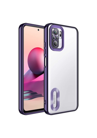 Redmi Note 10s Kılıf Kamera Korumalı Logo Gösteren Omega Kapak - Derin Mor Derin Mor Derin Mor