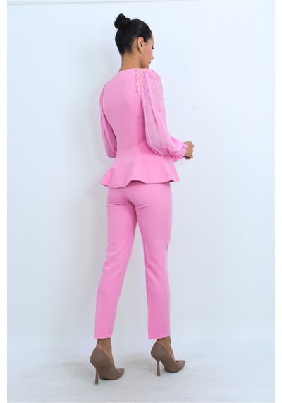 Dorne Moda Özel Koleksiyon Taş Detaylı Şifon Kol Takım - Düğün - Mezuniyet - Ofis Şıklığı Pembe Pembe Dorne Moda Özel Koleksiyon Taş Detaylı Şifon Kol Takım - Düğün - Mezuniyet - Ofis Şıklığı Pembe Pembe