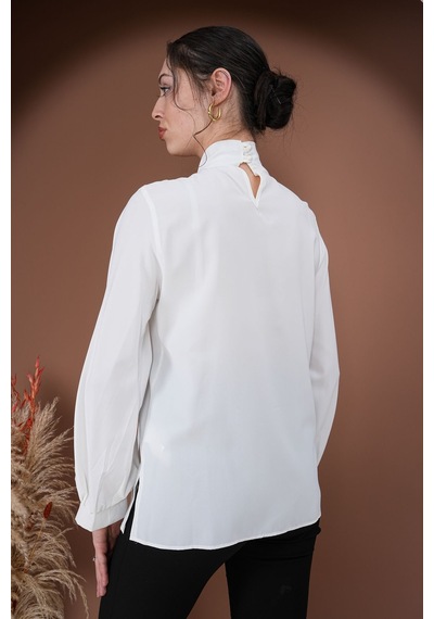 Rima Elegance Bağlamalı Bluz Beyaz