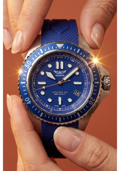 Xpro Dive 200 Erkek Kol Saati 42.8 Mm Safir Cam 20 Atm Mavi Silikon Kayışlı Dalış Saati Siyah - 872508884 Siyah