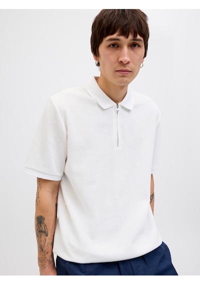 Jack & Jones Jjeaustın Zıp Polo Ss Noos White White