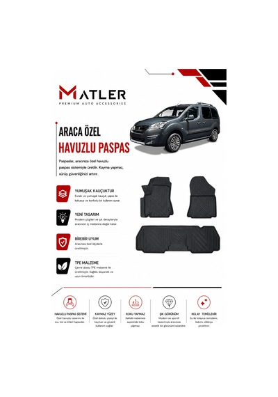Peugeot Partner 2013 Model 4d Ekstra Havuzlu Paspas