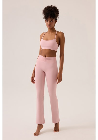 Los Ojos X Ece Pembe Bel Detaylı İspanyol Paça Pantolon Ruched & Flared Pembe Pembe