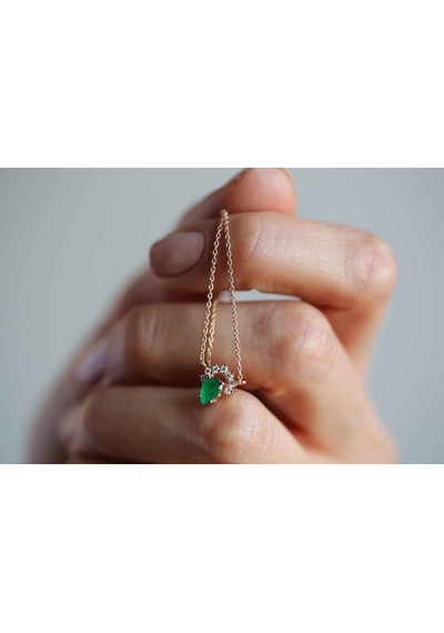 Reis Kuyumculuk T9290 Frida Emerald Altın  Kolye