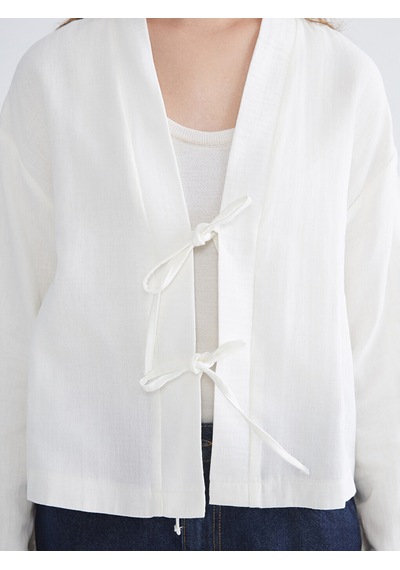 Lcw Modest Ekru V Yaka Oversize Müslin Kadın Kimono