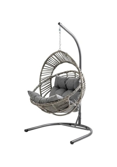 Minderli Oval Lounge Açık Kahve Rattan Bahçe Koltuğu, Rahat Dış Mekan Kullanımı