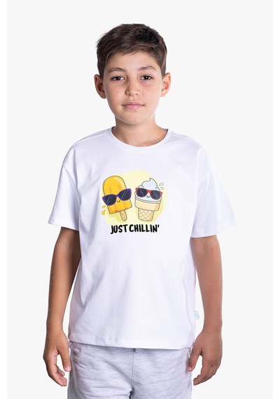 Little's World Just Chillin Çocuk Tshirt Beyaz