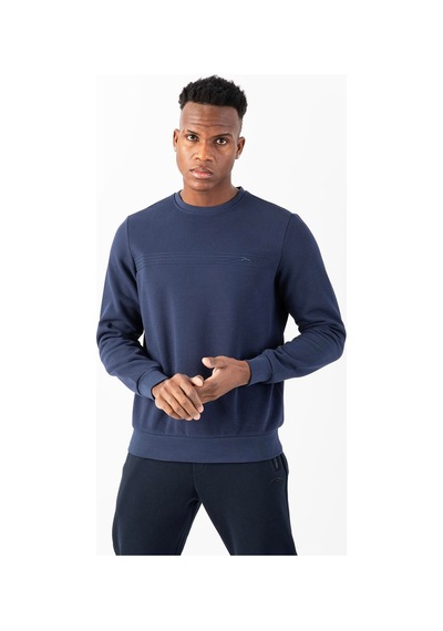 Maraton Sportswear Comfort Erkek Bisiklet Yaka Takma Kol Basic Açık Lacivert Sweatshirt 21836-açık Lacivert
