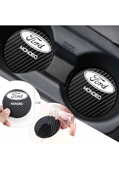 Karbon Desenli Ford Mondeo Bardak Altlığı Ford Mondeo İç Mekanı İçin Spor 7 Cm Tasarımı 2 Adet 2 Adet