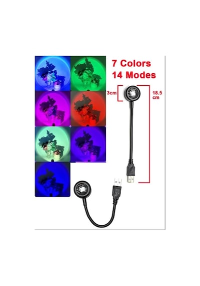 Sge Teknoloji Usb Led 7 Renk 14 Mod Projektör Lambası Fotoğraf Ve Video Çekim Işığı Dekoratif Işık