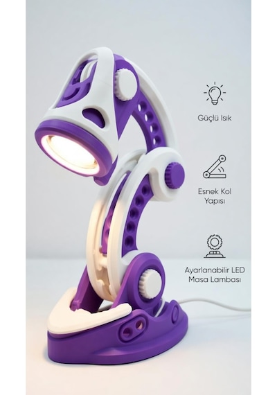 Retro-futuristik Hareketli Masa Lambası 3d Yazıcı Baskı Özel Tasarım Ofis Ve Gamer Aydınlatma Mor
