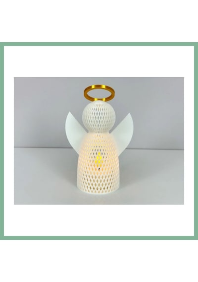 Bşkvirgo 3d Baskı File Dokulu Melek Tealight Mumluk 14,5 Cm Altın Haleli Dekoratif Fener Şamdan Masa Süsü Bsk2026