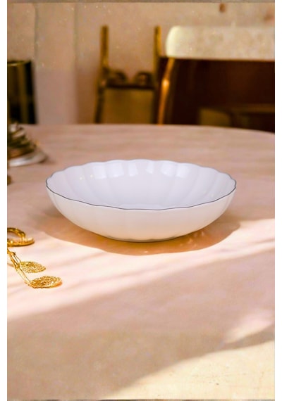 Kütahya Porselen Bone Luz Altın Yaldzlı Bowl Kase 25x6cm 2000ml 4 Lü Bnlzf25ks00 Çok Renkli