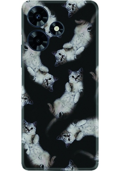 Infinix Uyumlu Hot 30 Kılıf Silikon Desen Özel Seri Sevimli Kedicikler 1785