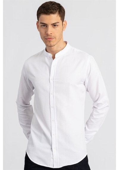 Tudors Slim Fit Dar Kesim Hakim Yaka Erkek Gömlek-17439 Beyaz