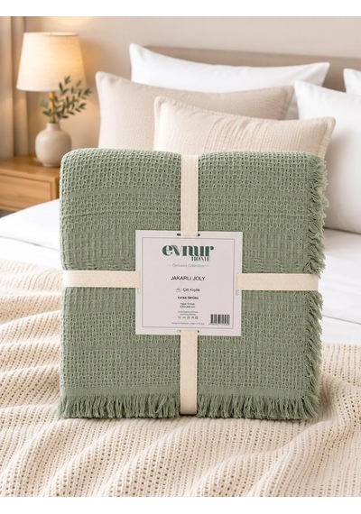 Evnur Home Jakarlı Joly Yatak Örtüsü Pike 240x260 Haki