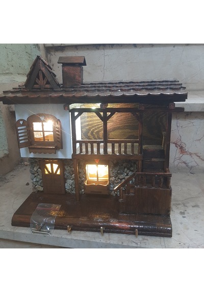 Ahşap Dekoratif El İşçiliği Çakırağa Konak Modeli Askılı Anahtarlık