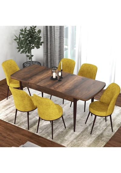 Canisa Concept Kor Serisi 70x114 Açılabilir Mutfak Masası Takımı Barok Desen Masa 6 Hardal Sandalye Masa Barok Sandalyeler Hardal Sarısı Canisa Concept Kor Serisi 70x114 Açılabilir Mutfak Masası Takımı Barok Desen Masa 6 Hardal Sandalye Masa Barok Sandalyeler Hardal Sarısı