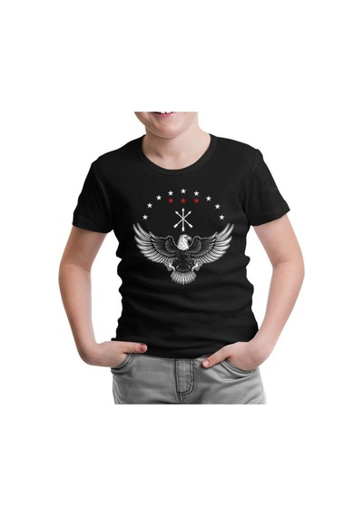 Lord Tshirt Kafkas Adige Bayraklı Karta Siyah Çocuk Tshirt