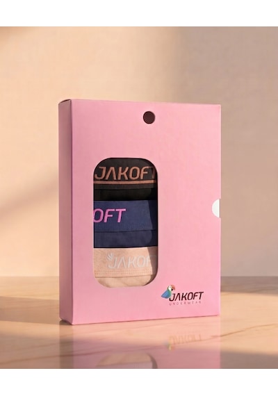 Jakoft Classic Pamuklu Kadın Boxer 3'lü Paket Ten - Lacivert - Siyah