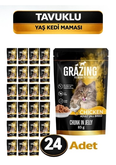 Kedi Yaş Maması Tavuklu 85 Gr X 24 Adet Sağlıklı Gelişim Kolay Sindirim Yetişkin Kediler İçin Hazırlandı