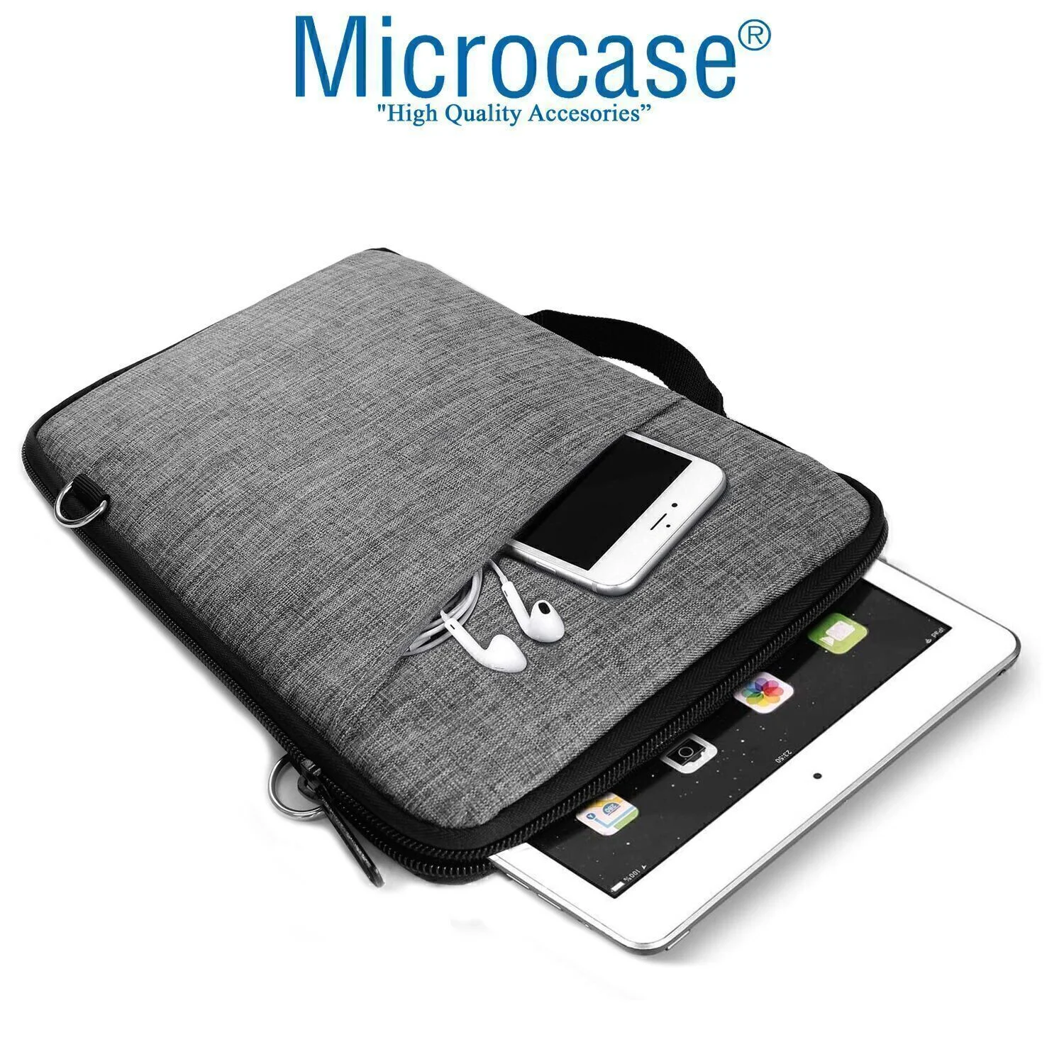 Microcase Huawei Matepad 11.5 S 2026 İle Uyumlu Gri Çanta + Türkçe Bluetooth Klavye + Mouse + Standı - Beyaz Al5163