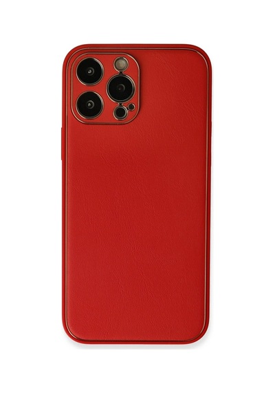 Apple İphone 13 Pro Max Kılıf Coco Deri Silikon Kapak - Kırmızı 0.2M-Çok Renkli