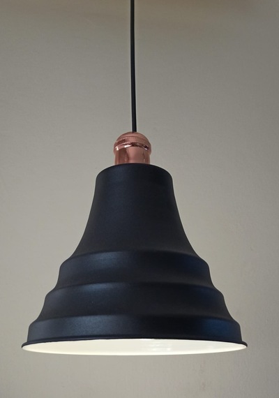 Dylight Retro Metal Siyah Bakır Duylu Dekoratif Rustik Tekli Sarkıt Avize Çap:27 Cm Beyaz