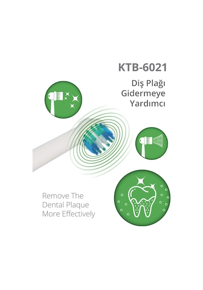 Kiwi Ktb-6021 Döner Başlıklı Plak Giderici Pilli Diş Fırçası Beyaz