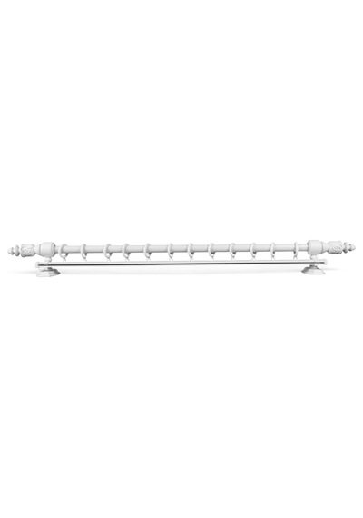 Twins Decorative Ahşap İşlemeli  Demonte Başlıklı Beyaz Tek Raylı  Rustik Perde Askısı - 300 CM