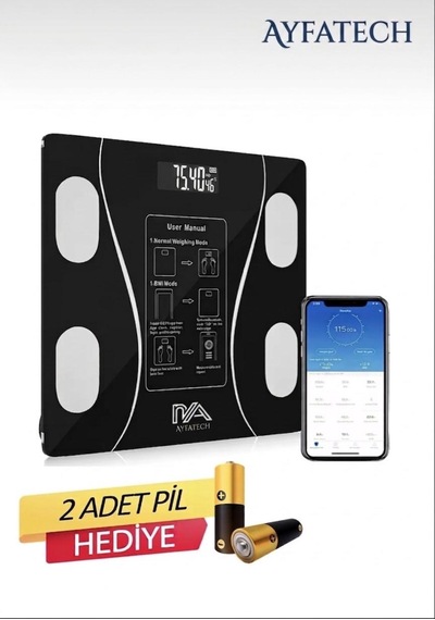 Dijital Baskül Yağ Su Kas Vücut Kitle Endeksi Kilo Ölçer Baskül