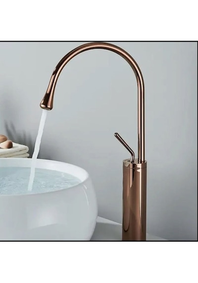 İsaoğlu Yapı Çanak Lavabo Bataryası Bakır Lavabo Musluğu Bronz Modern Tasarım Armatür Çanak Lavabo Uyumlu Bakır